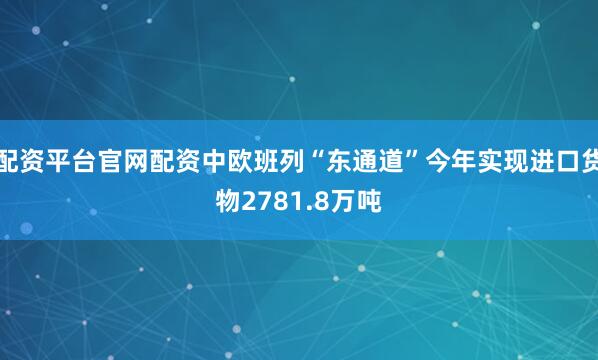 配资平台官网配资中欧班列“东通道”今年实现进口货物2781.8万吨